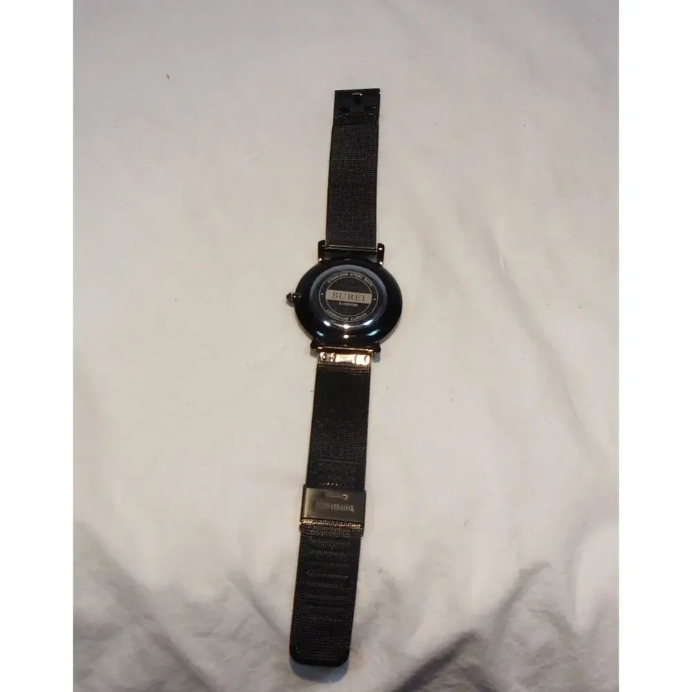 BUREI MEN'S WATCH-BLACK-ADJUSTABLE FLEXIBLE METAL BAND-WORKING
